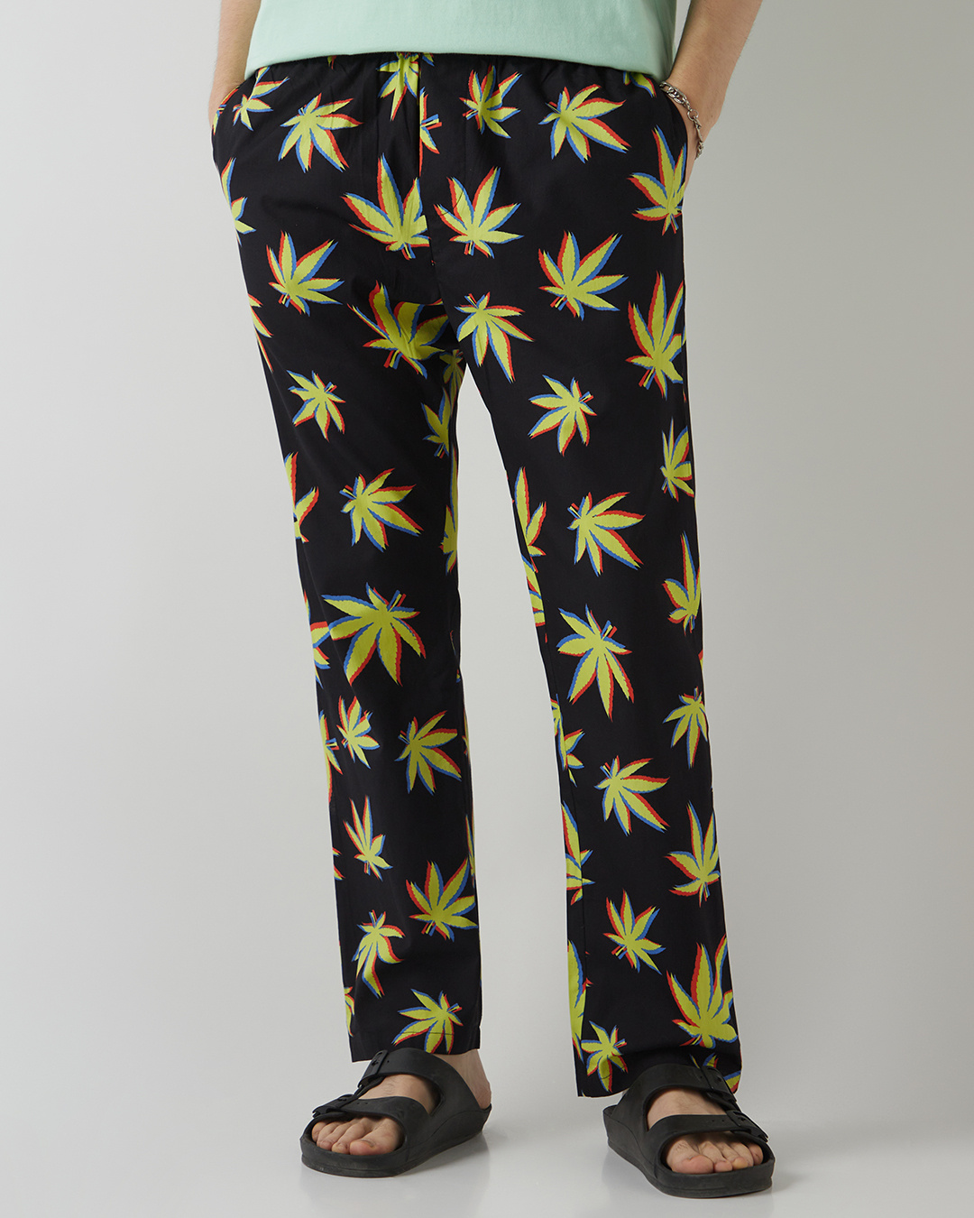 Shop Men's Black All Over Printed Pyjamas-Back