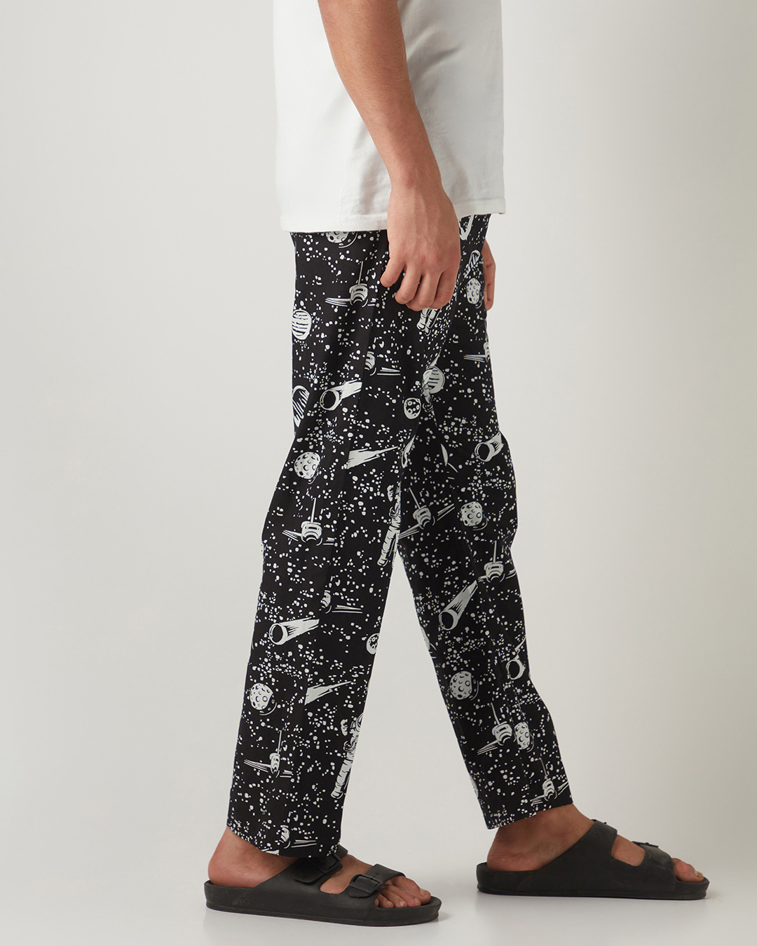 Shop Men's Black All Over Printed Pyjamas-Back