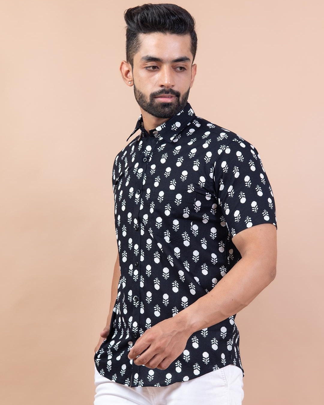 Shop Men's Black All Over Printed Relaxed Fit Shirt-Back