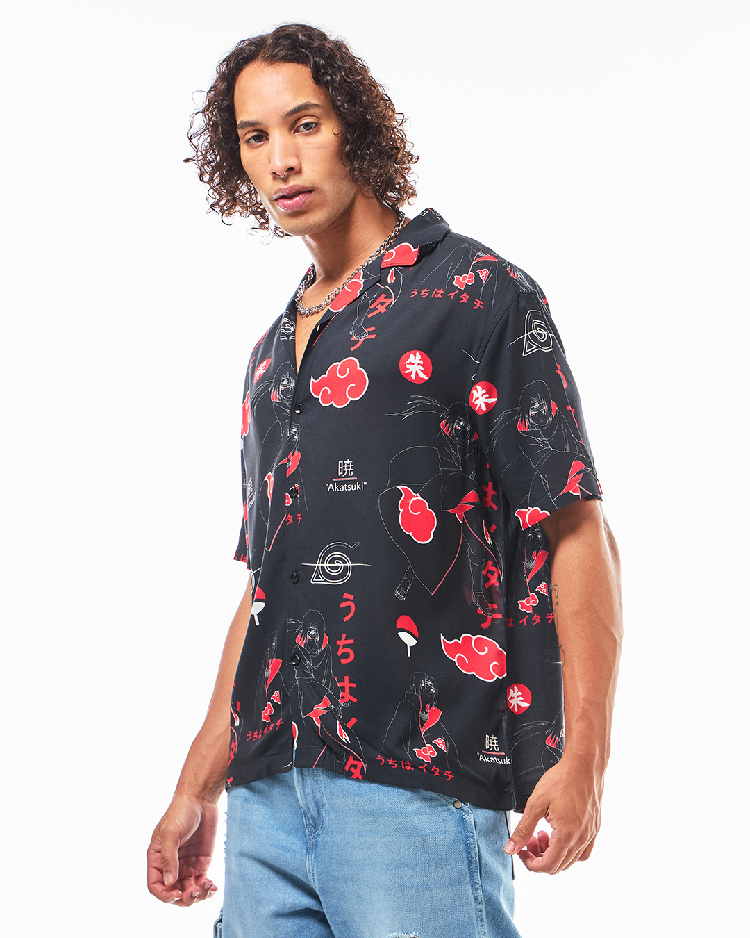 Shop Men's Black All Over Printed Oversized  Shirt-Back