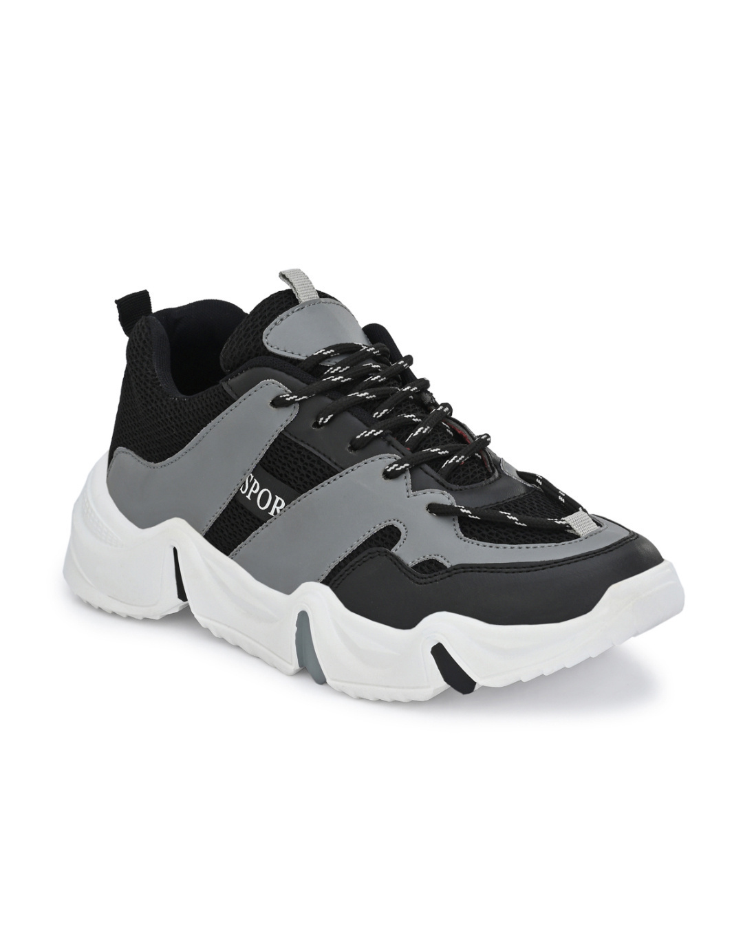 Shop Men's Black and Grey Designer Sneakers-Back