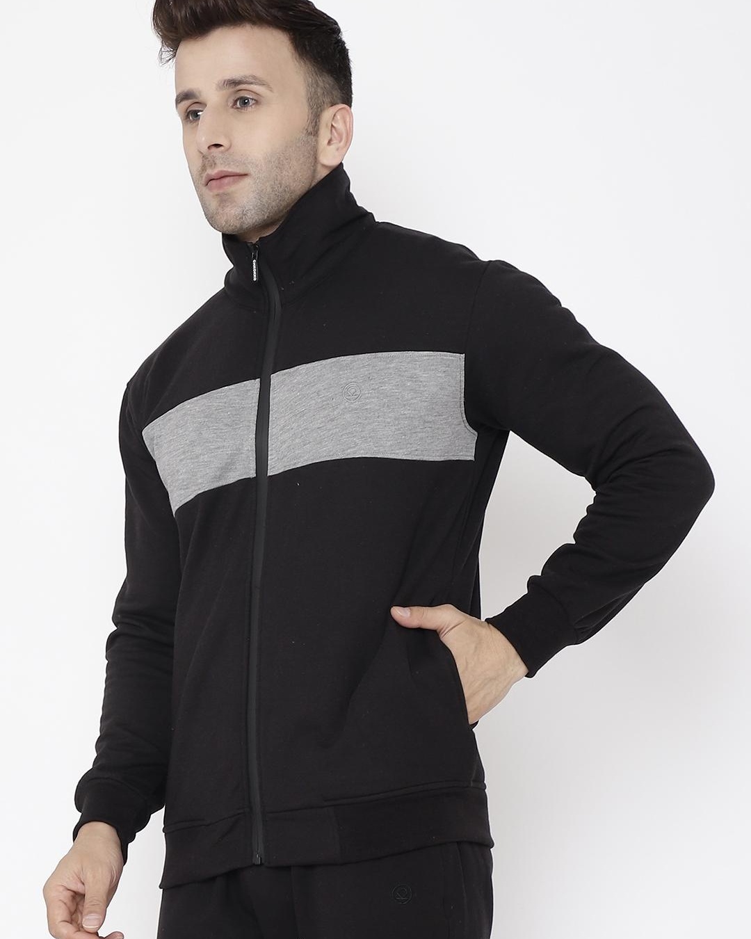 Buy Men's Black & Grey Color Block Jacket Online at Bewakoof