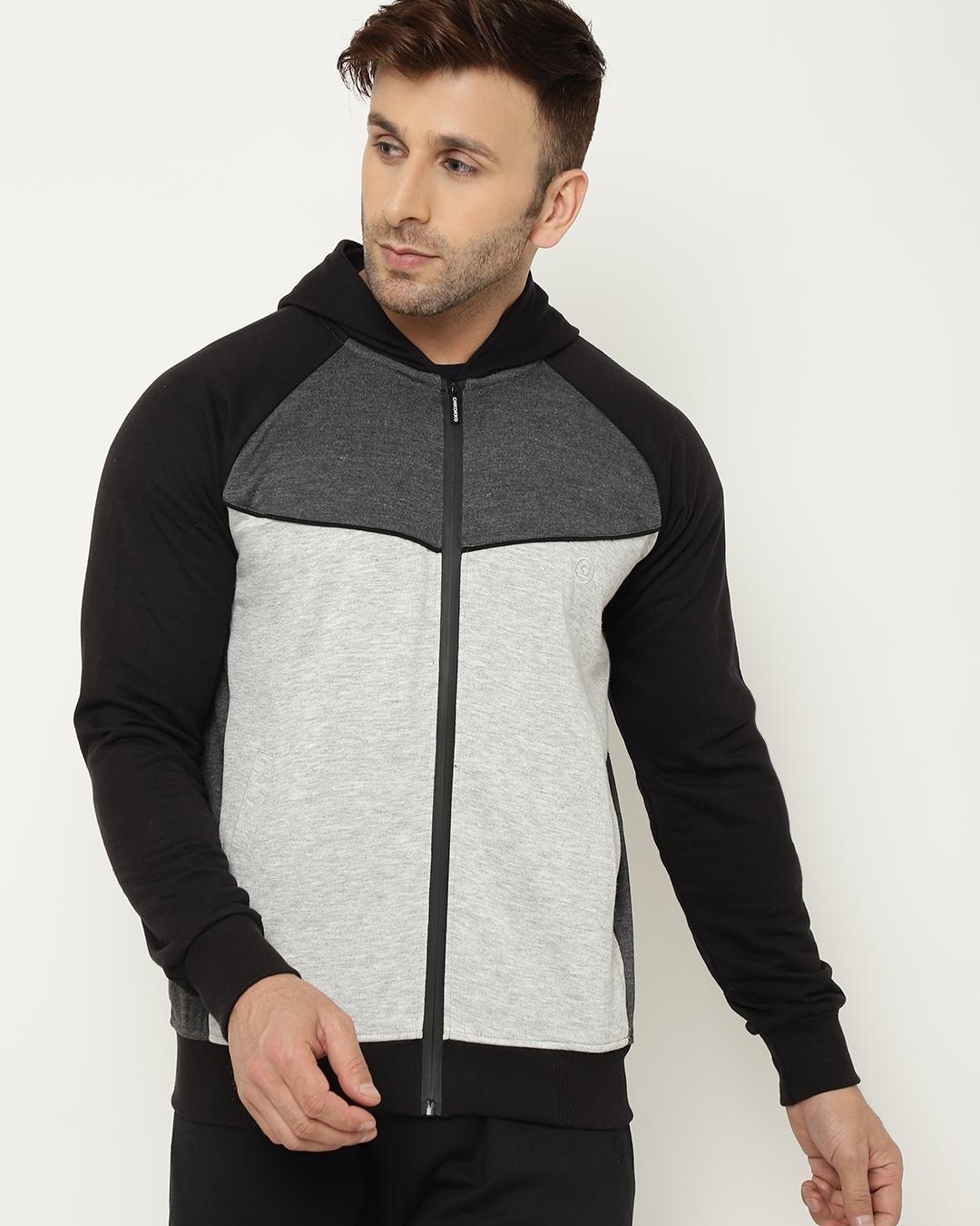 Buy Men's Black & White Color Block Hooded Jacket Online at Bewakoof