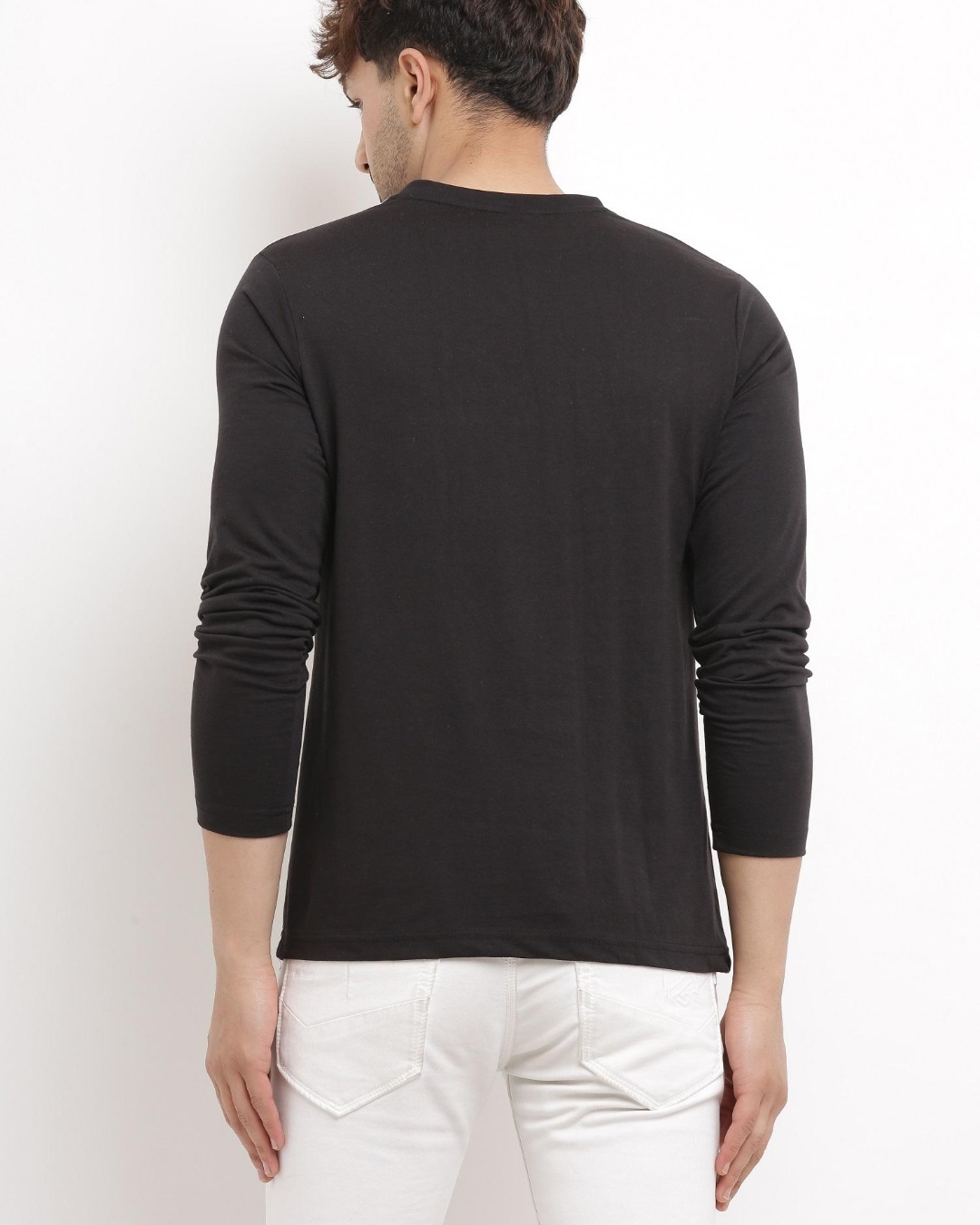 Shop Men's Black & White Color Block Slim Fit T-shirt-Back