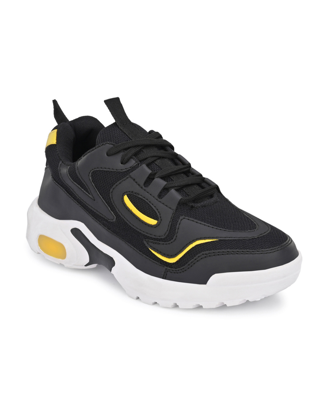 Shop Men's Black and Yellow Designer Sneakers-Back