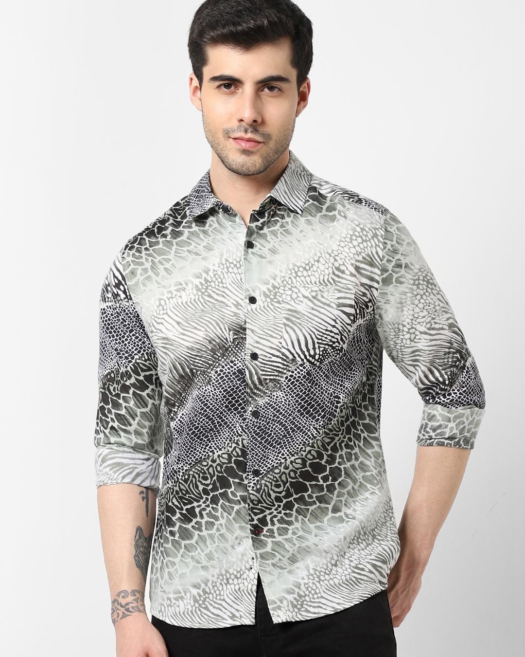 Buy Men's Black All Over Animal Printed Shirt Online at Bewakoof