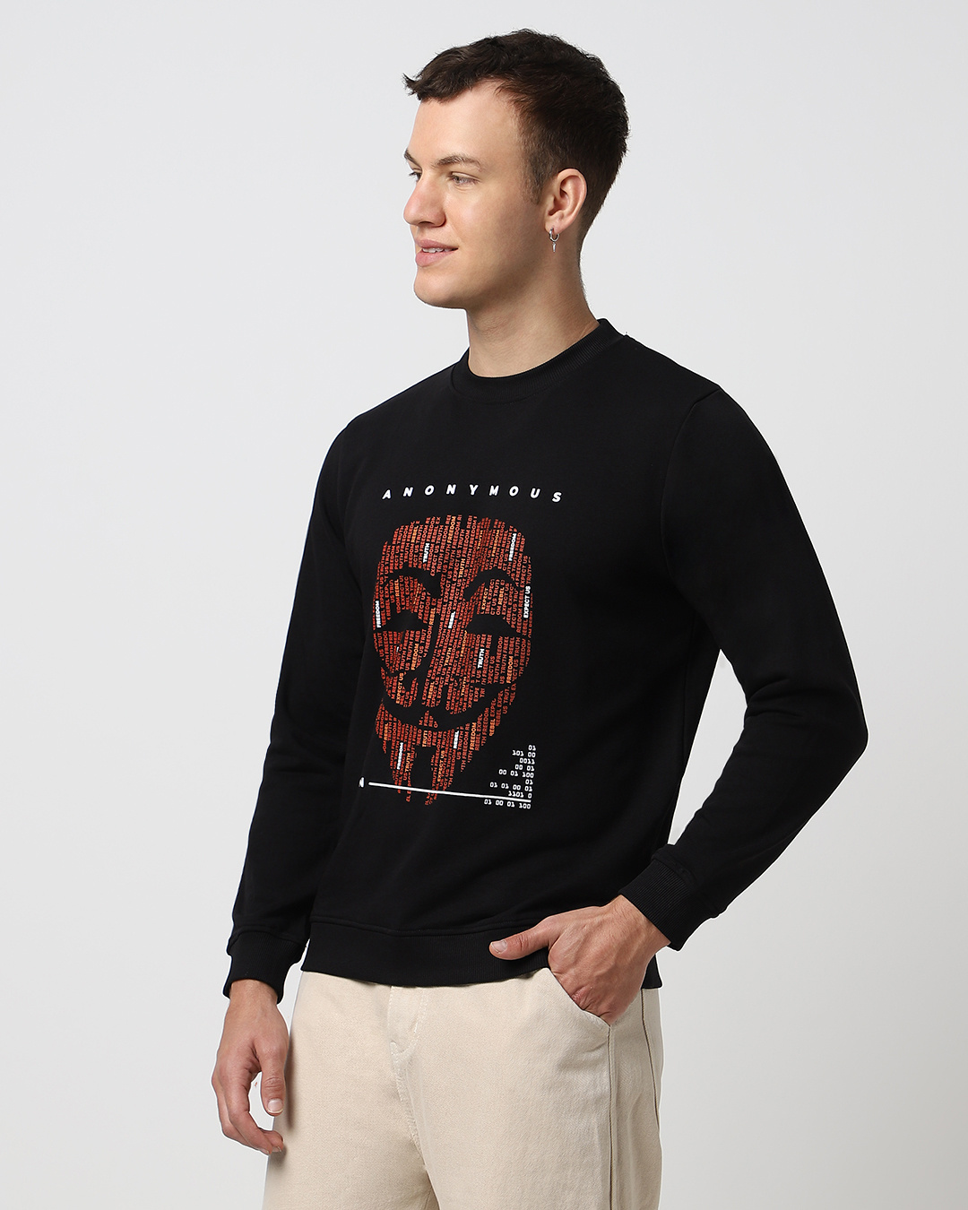 Shop Men's Black Anonymous Graphic Printed Sweatshirt-Back