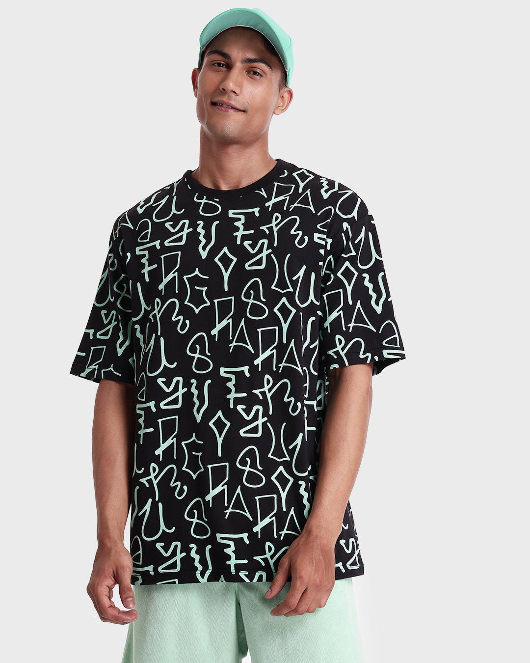 Buy Men's Black AOP Oversized T-shirt Online at Bewakoof