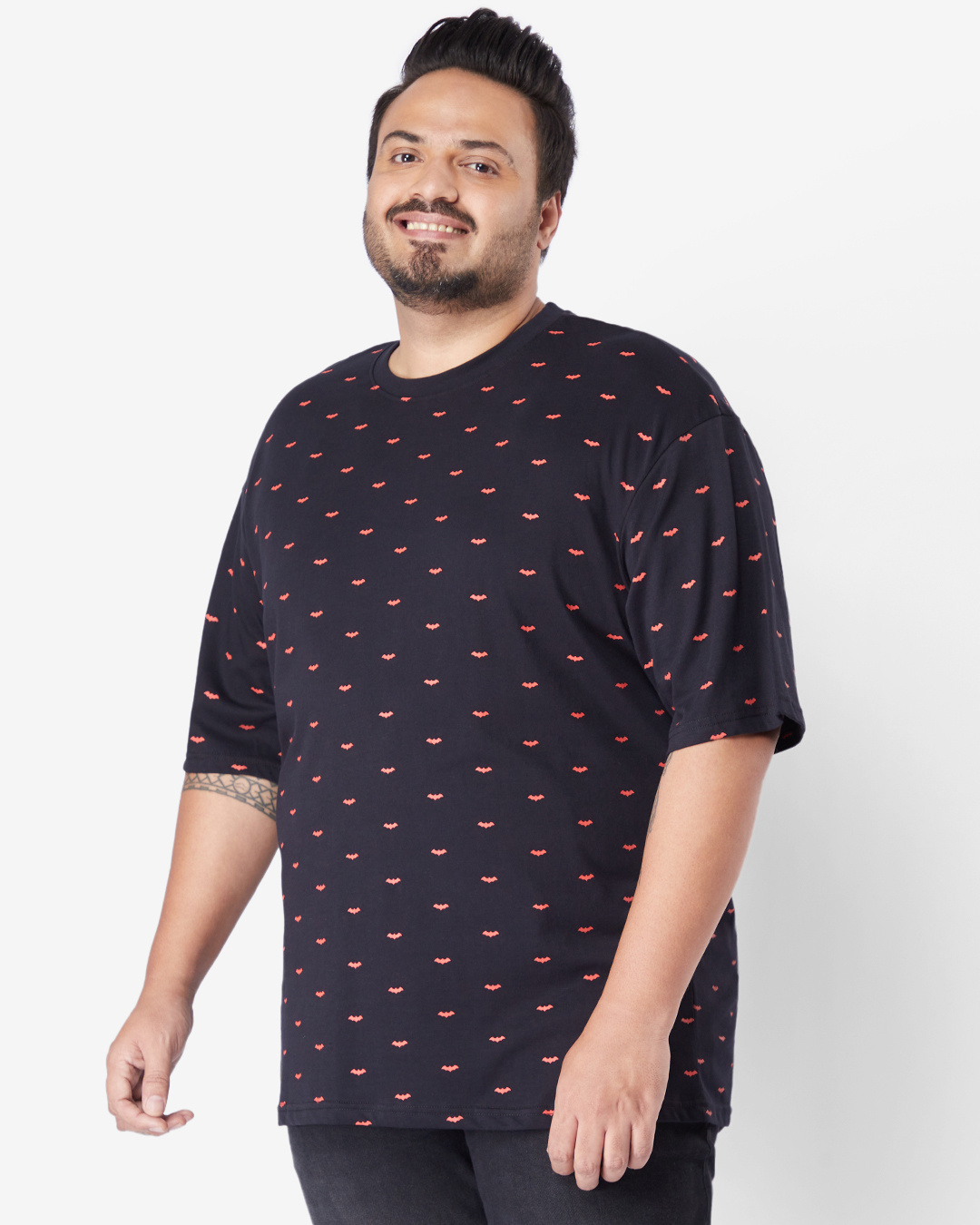 Shop Men's Black AOP Plus Size T-shirt-Back