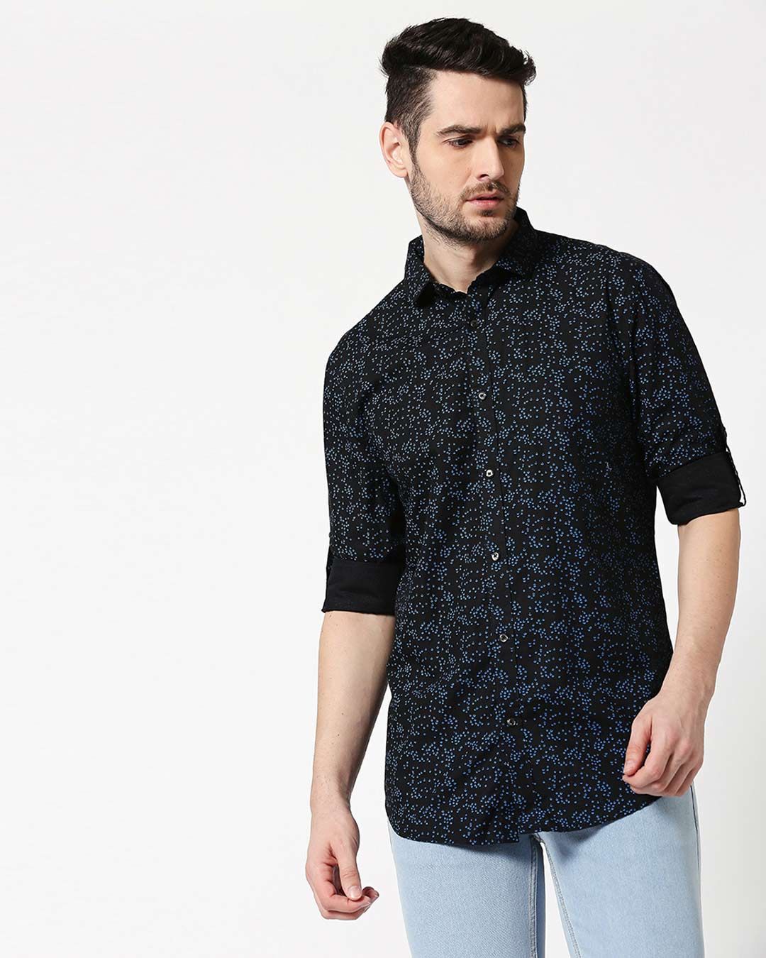 Buy Men's Black AOP Slim Fit Casual Shirt Online at Bewakoof