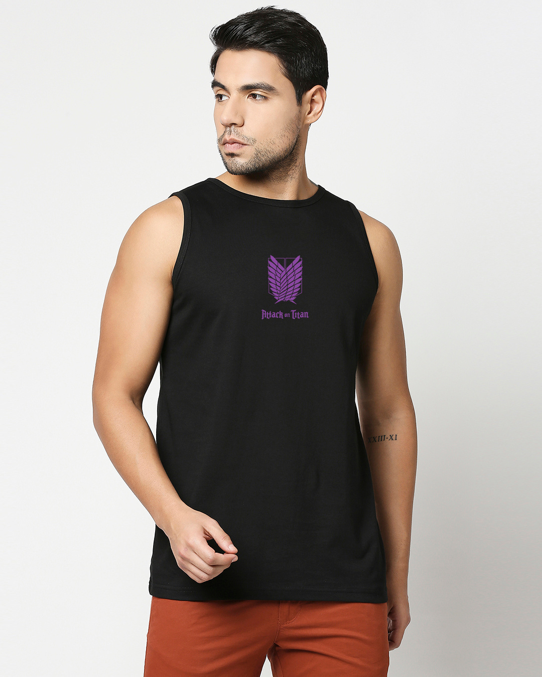 Shop Men's Black AOT Founding Titan Graphic Printed Vest-Back