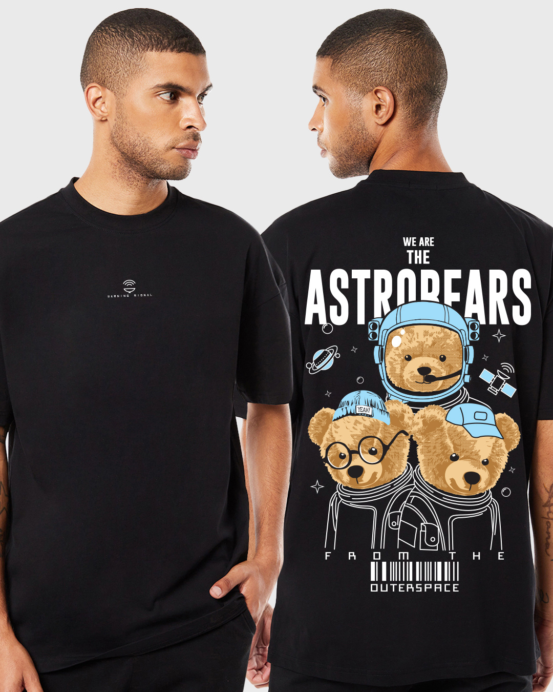 Buy Men's Black Astro Bear Graphic Printed Oversized T-shirt for Men ...