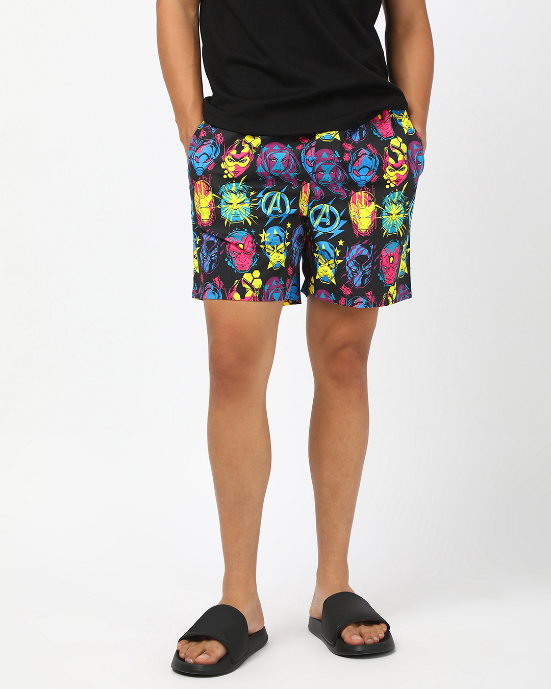 Shop Men's Black Avengers All Over Printed Boxers-Back
