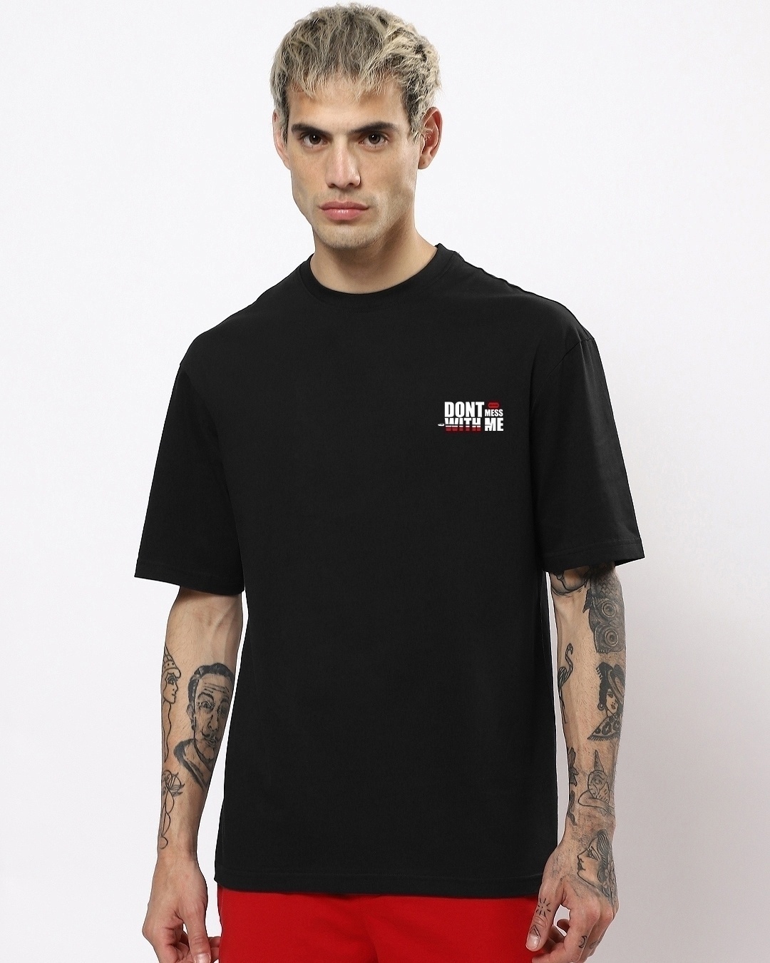 Shop Men's Black Bad Man Graphic Printed Oversized T-shirt-Back
