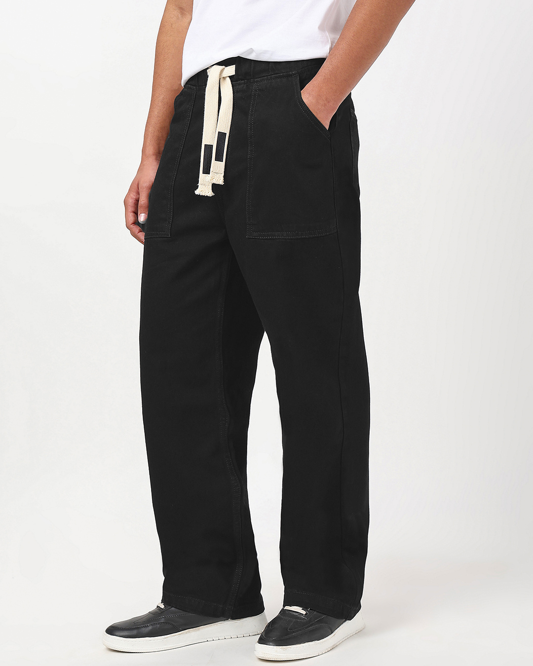 Shop Men's Black Washed Straight Fit Mid-Rise Jeans-Back