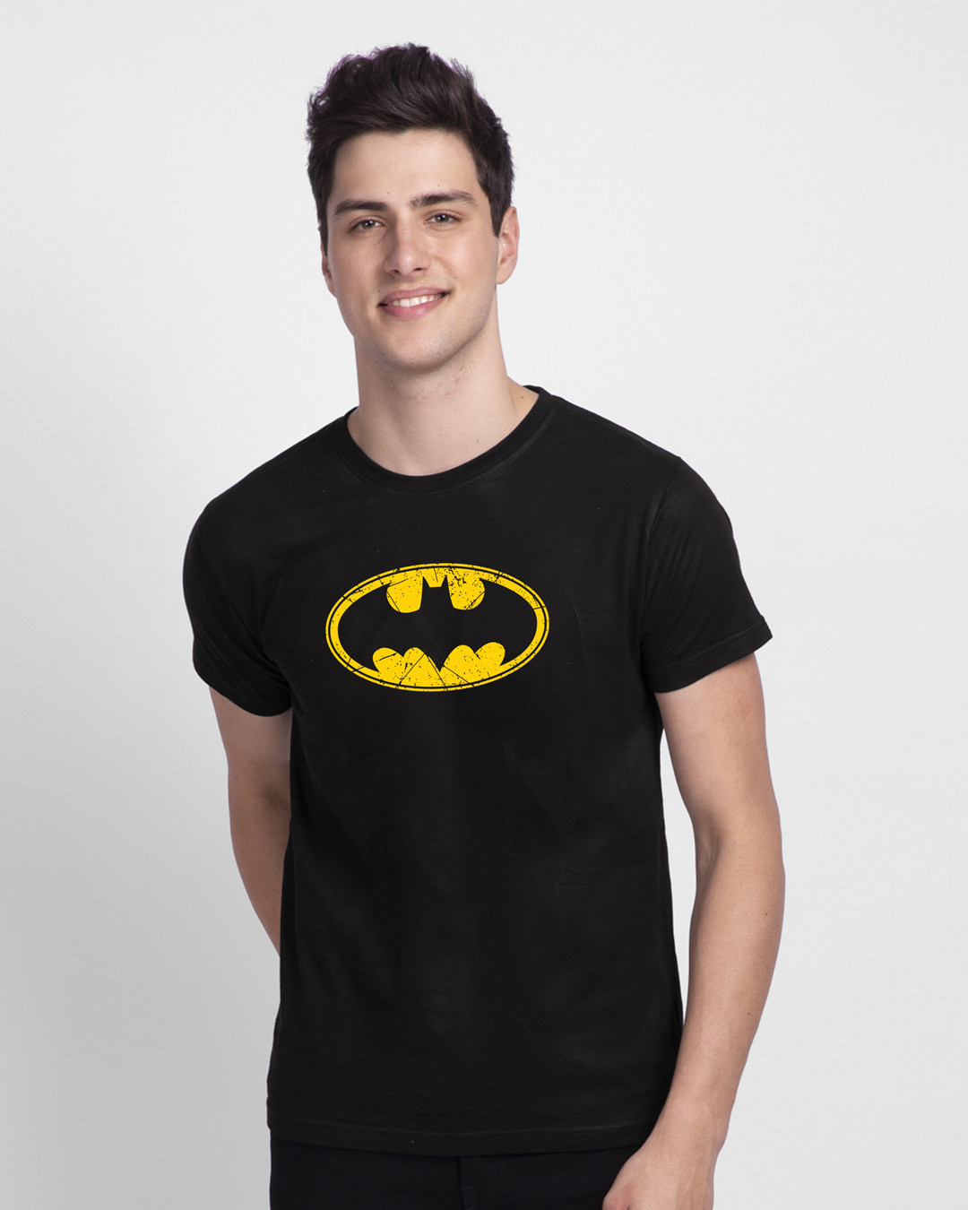 Buy Men's Black Batman Classic logo Graphic Printed T-shirt for Men ...
