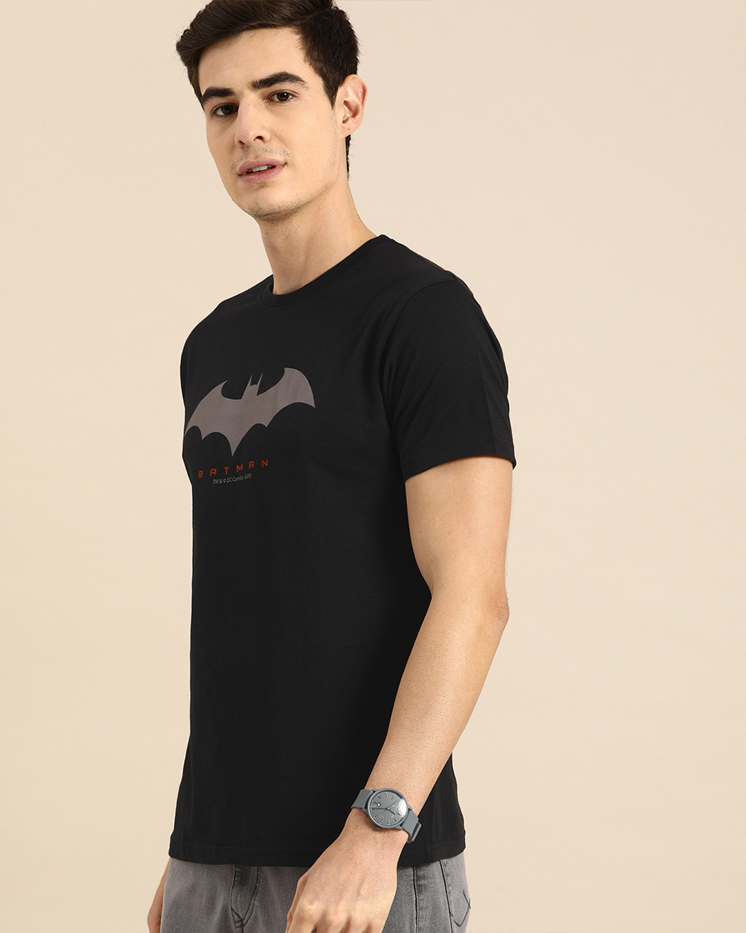 Shop Men's Black Batman Outline Logo (BML) Printed T-shirt-Back