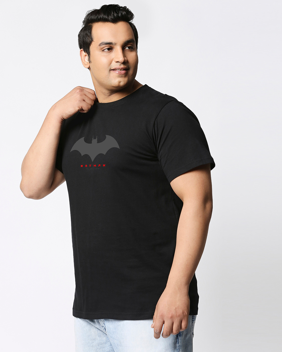Shop Men's Black Batman Outline Logo Graphic Print Plus Size T-shirt-Back