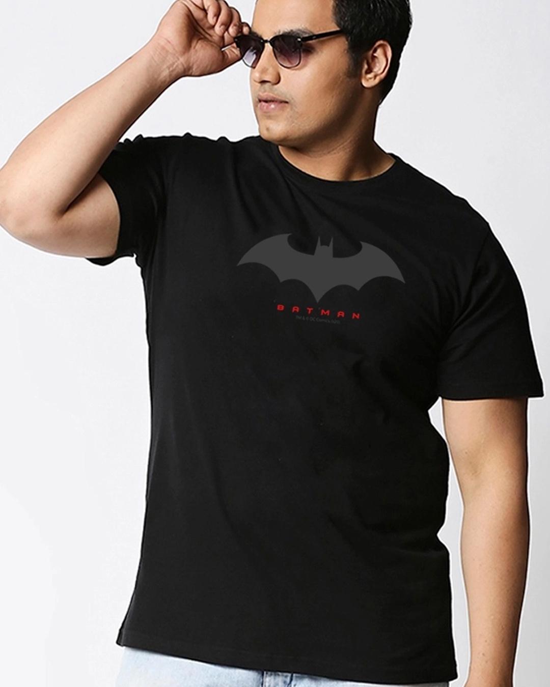 Buy Men's Black Batman Outline Logo Graphic Print Plus Size T-shirt ...