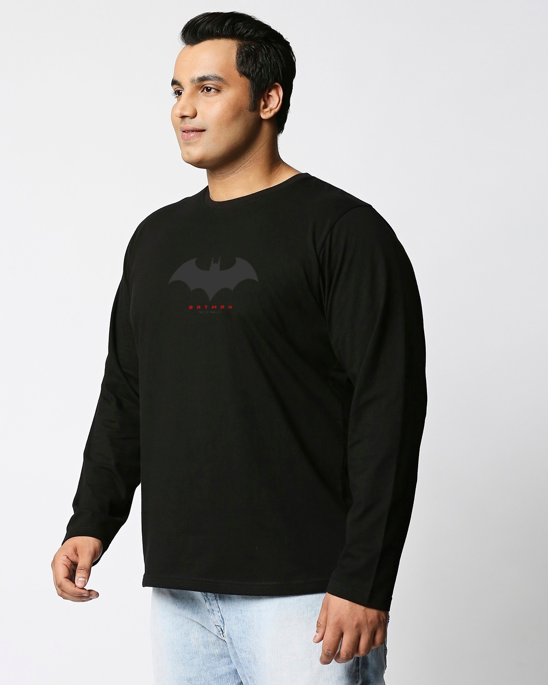 Shop Men's Black Batman Outline Logo Graphic Printed Plus Size T-shirt-Back