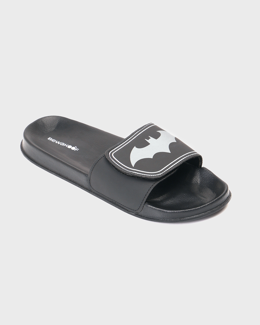 Shop Men's Black Batman Printed Velcro Sliders-Back