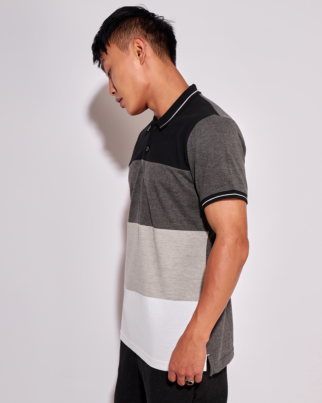 Buy Men's Black Striped Polo Tshirt Online at Bewakoof