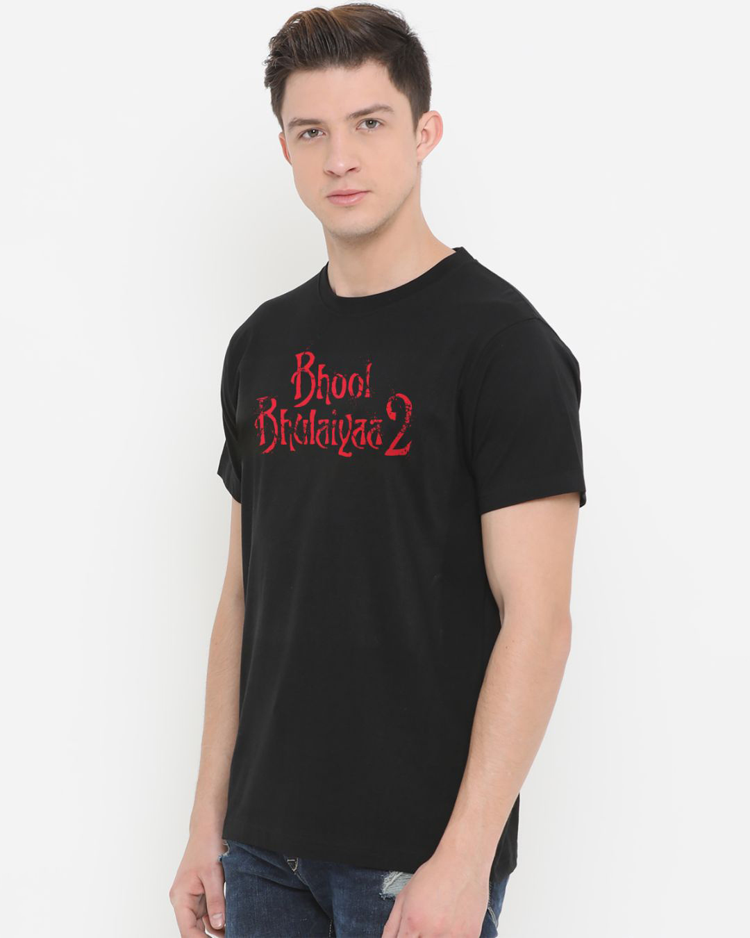 Shop Men's Black Bhool Bhulaiyaa Typography T-shirt-Back