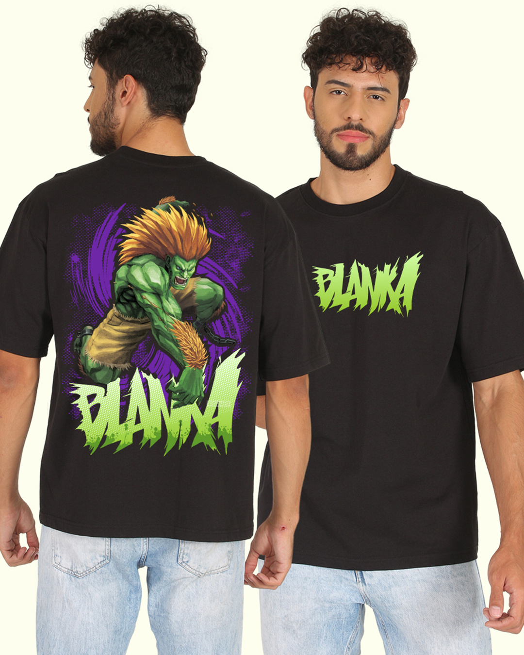 Buy Mens Black Blanka Graphic Printed Oversized T Shirt Online At Bewakoof 1204