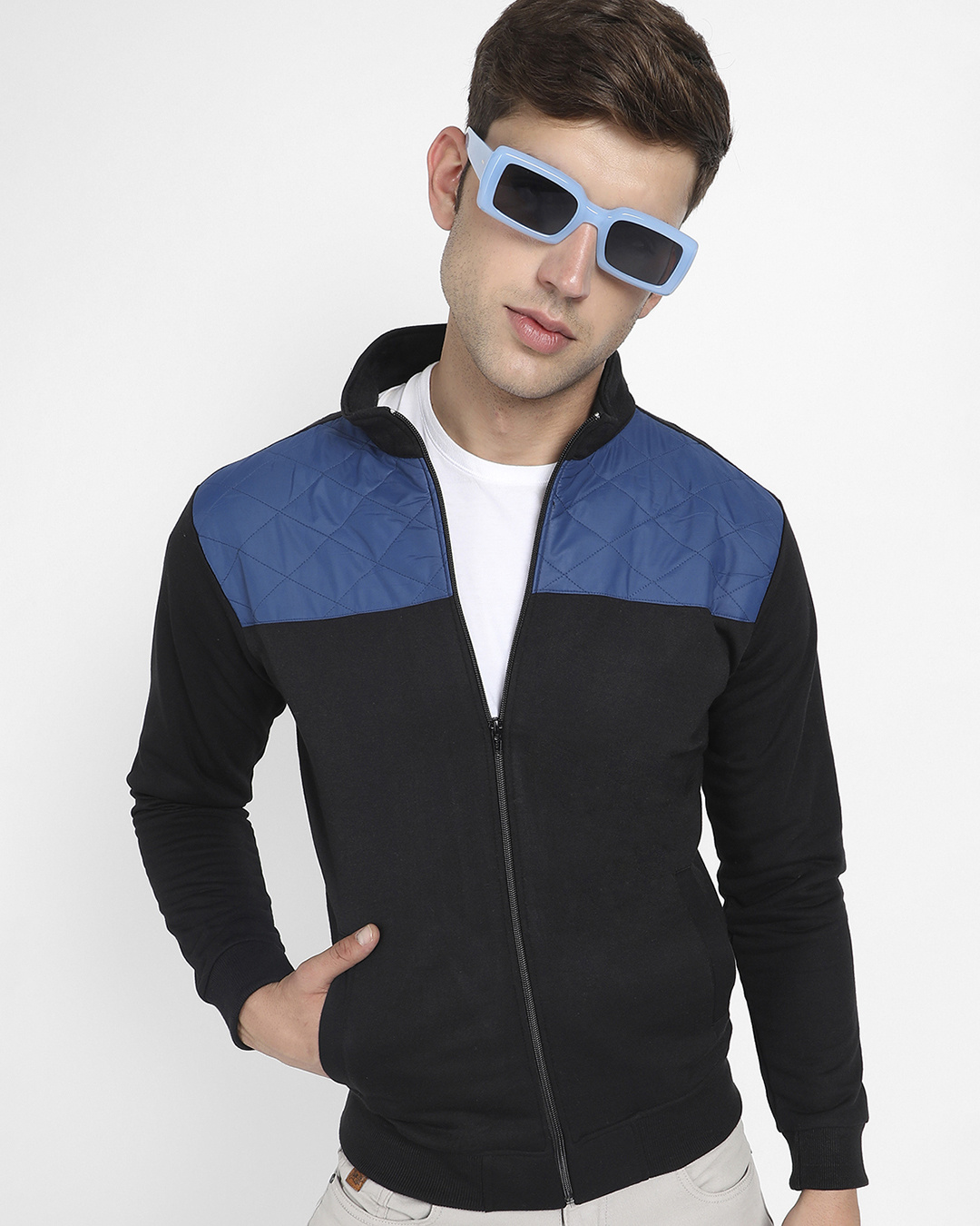 Blue Color Block Jacket main image 1