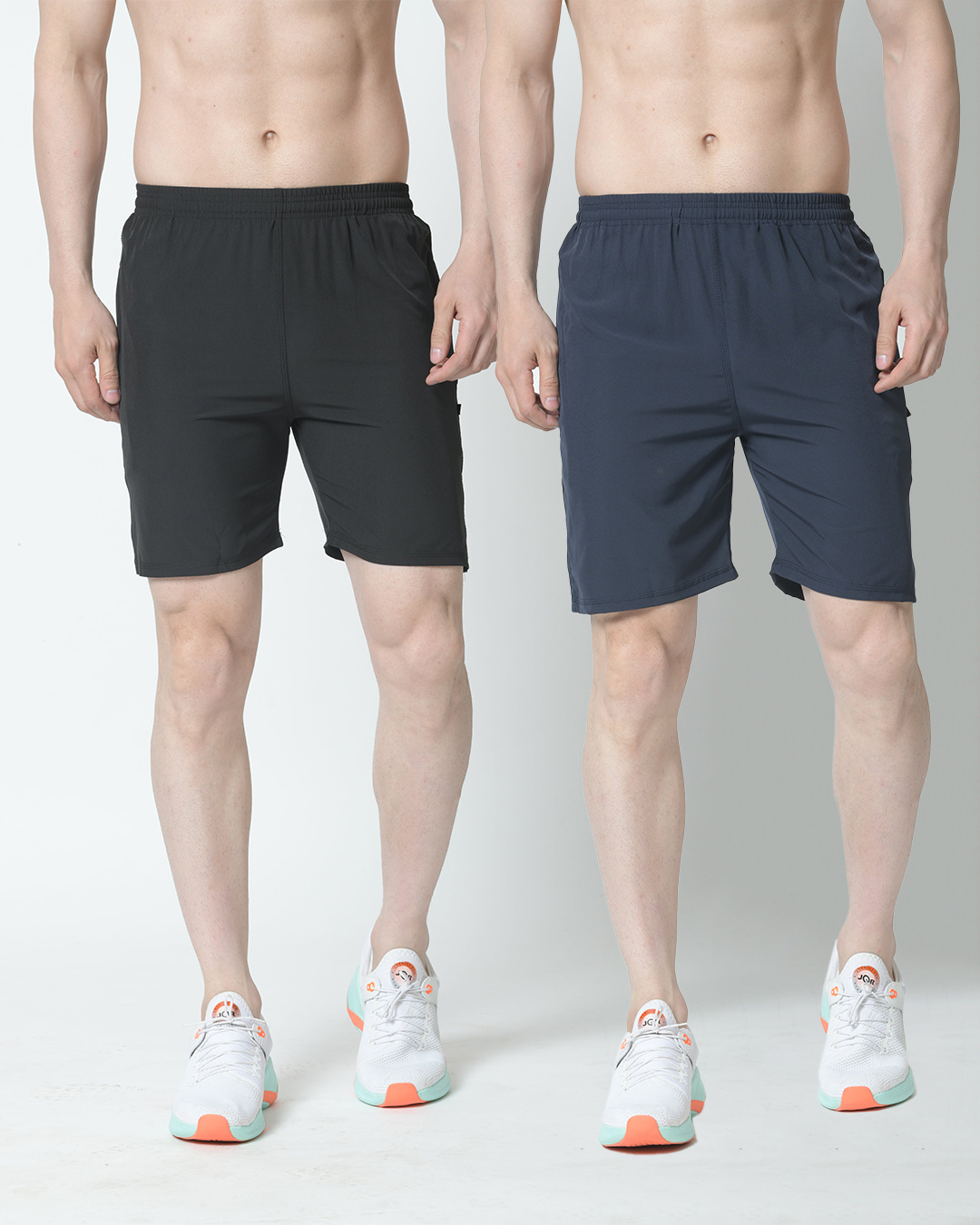 Buy Pack of 2 Men's Black & Blue Shorts Online at Bewakoof