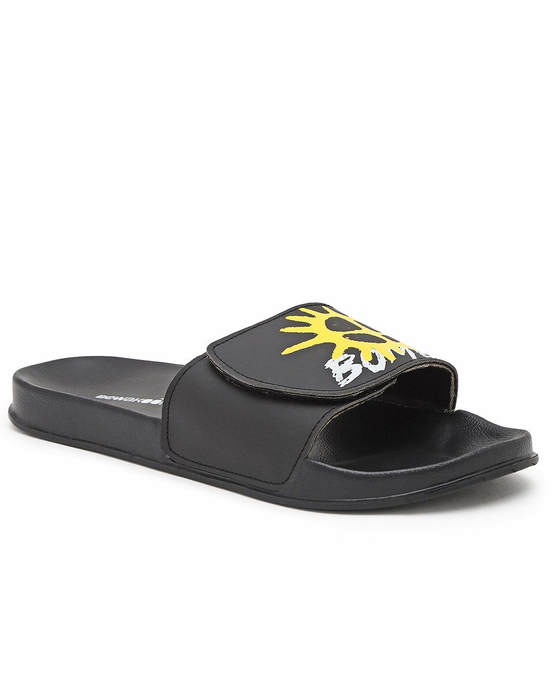 Shop Men's Black Bomb Squad Printed Velcro Sliders-Back