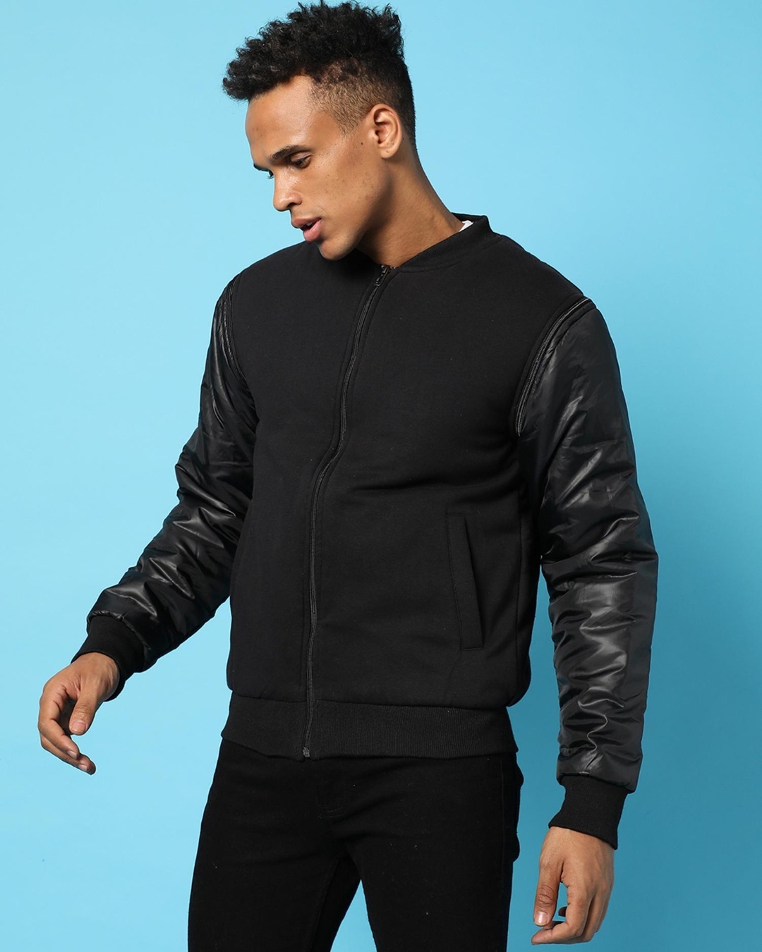 Buy Men's Black Bomber Jacket for Men Black Online at Bewakoof