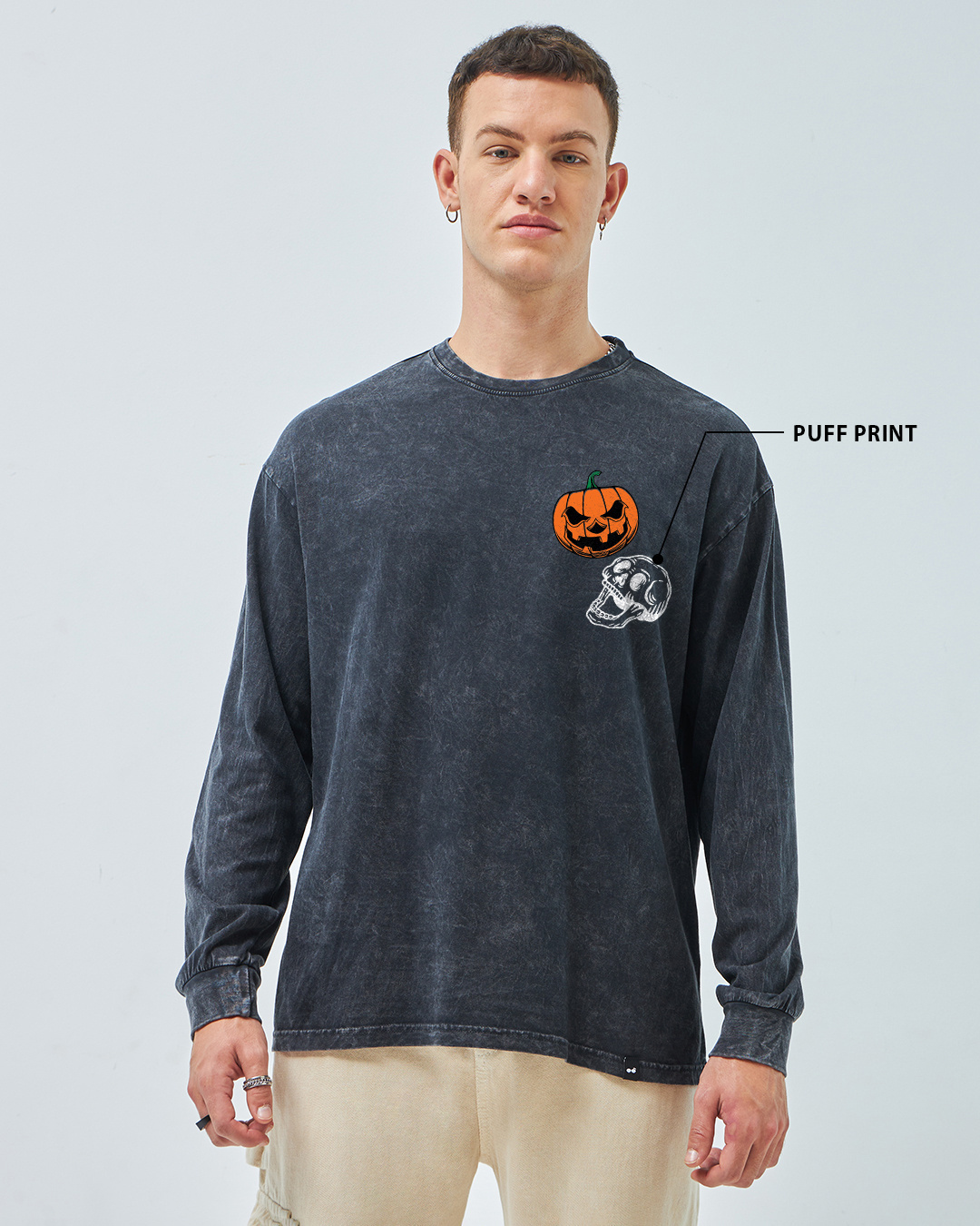 Shop Men's Black Bones in Motion Still Unshaken Graphic Printed Oversized Acid Wash T-shirt-Back