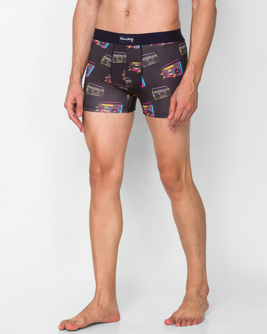 Shop Men's Black BoomBox Printed Smundies-Back