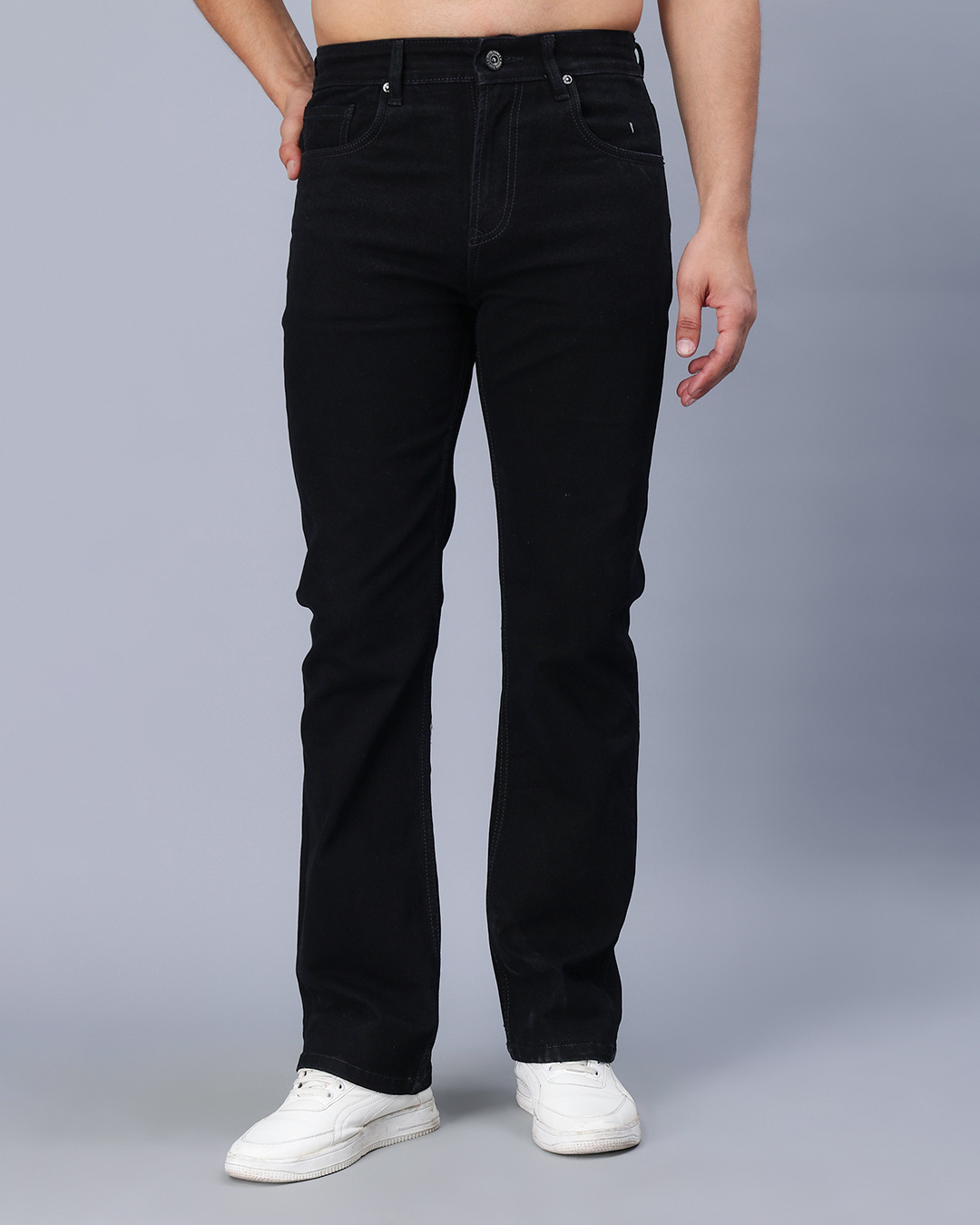 Buy Men's Black Bootcut Jeans Online At Bewakoof