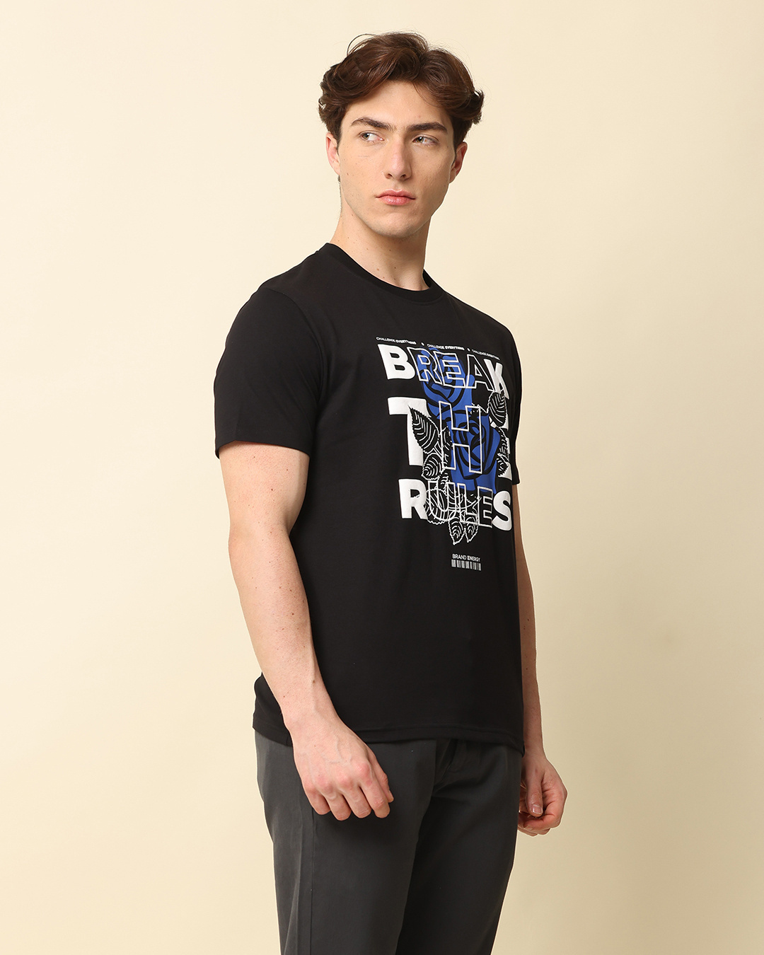 Shop Men's Black Break The Rules Puff Printed T-Shirt-Back