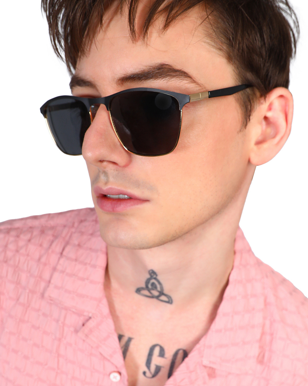 Shop Men's Black Browline Polarised Lens Sunglasses-Back