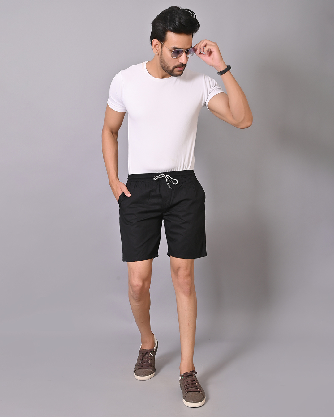 Brown  Shorts - Black main image 1