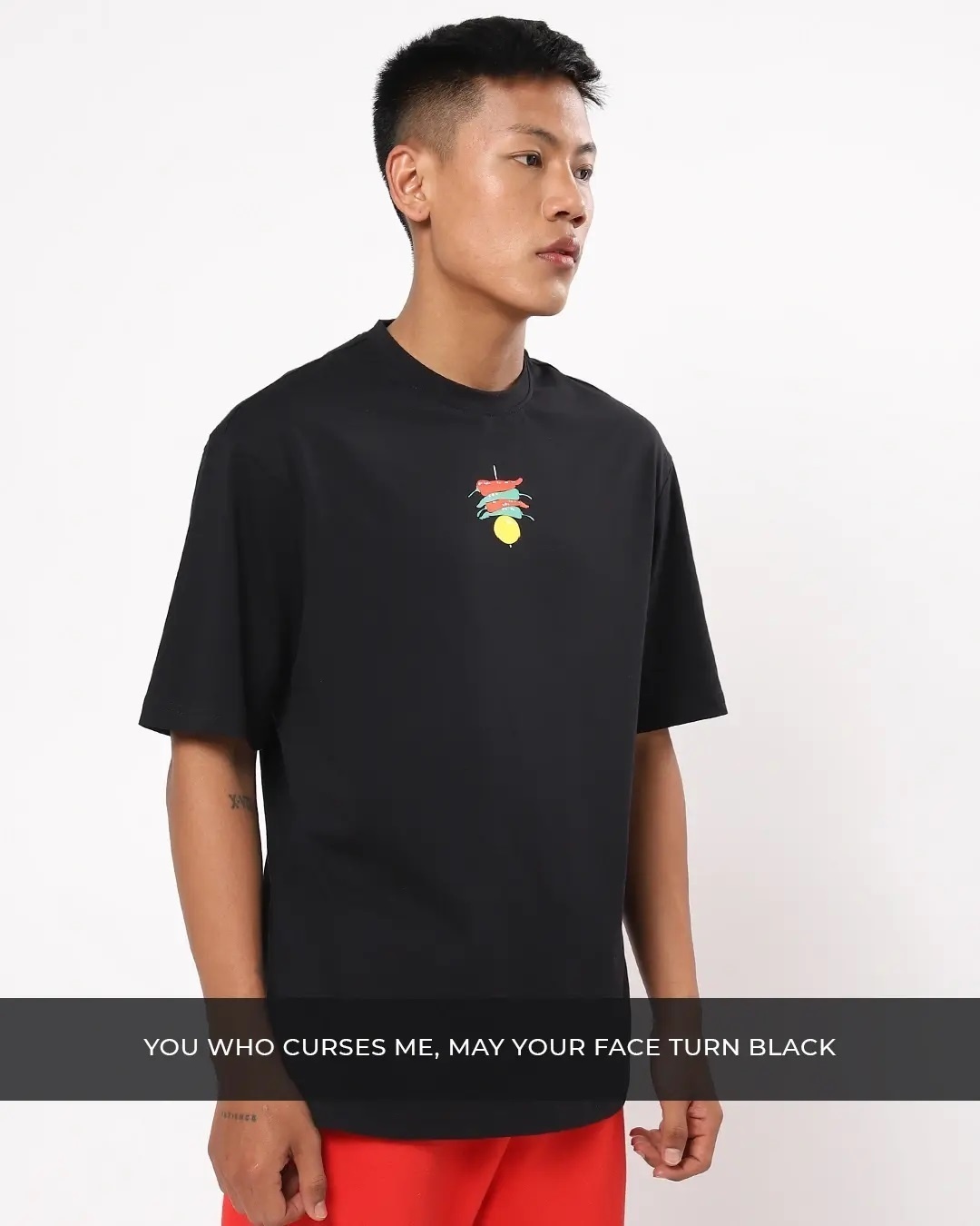 Shop Men's Black Buri Najar Wale Typography Oversized T-shirt-Back