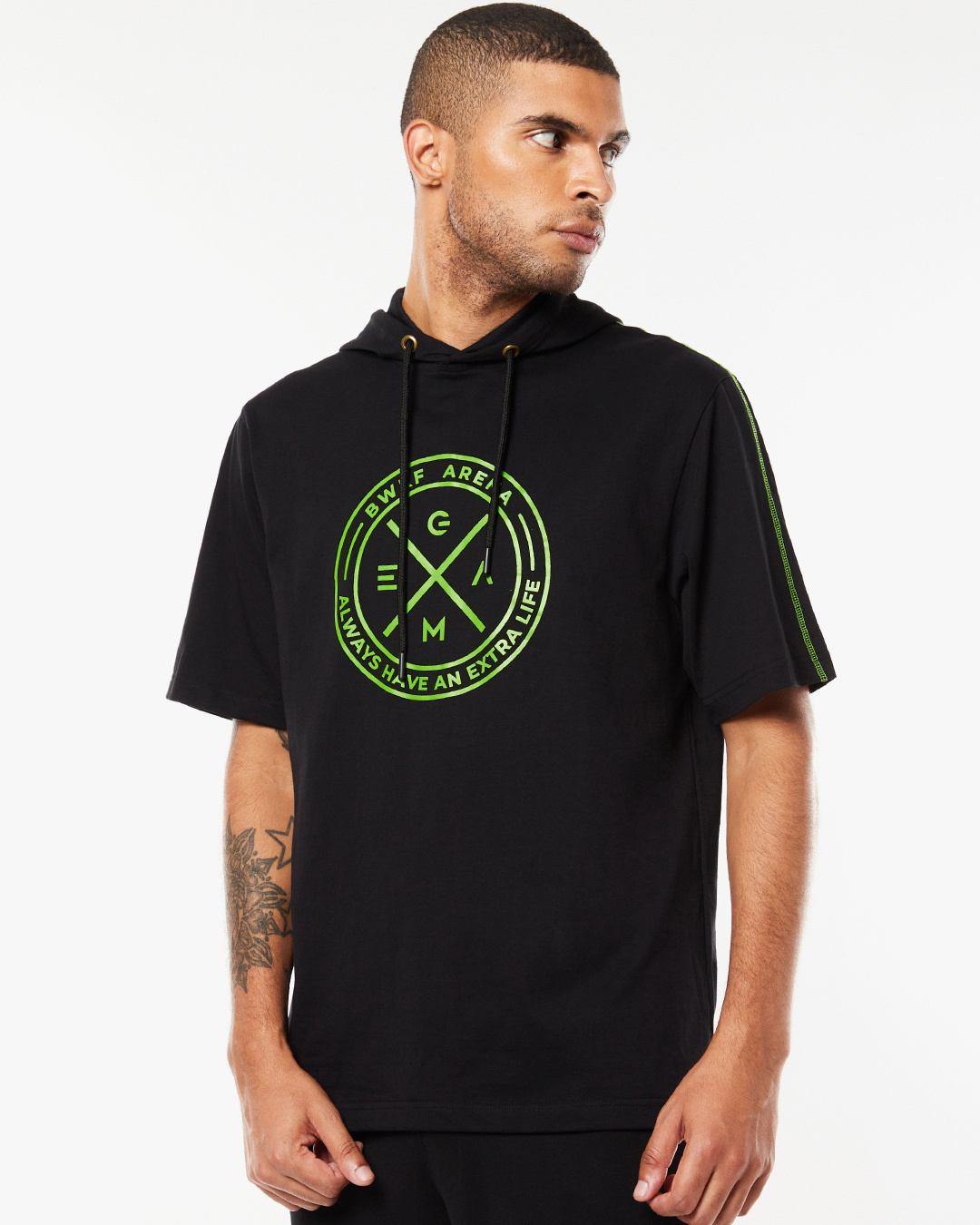 Shop Men's Black BWKF Arena Typography Oversized Fit T-shirt & Jogger Co-Ords-Back