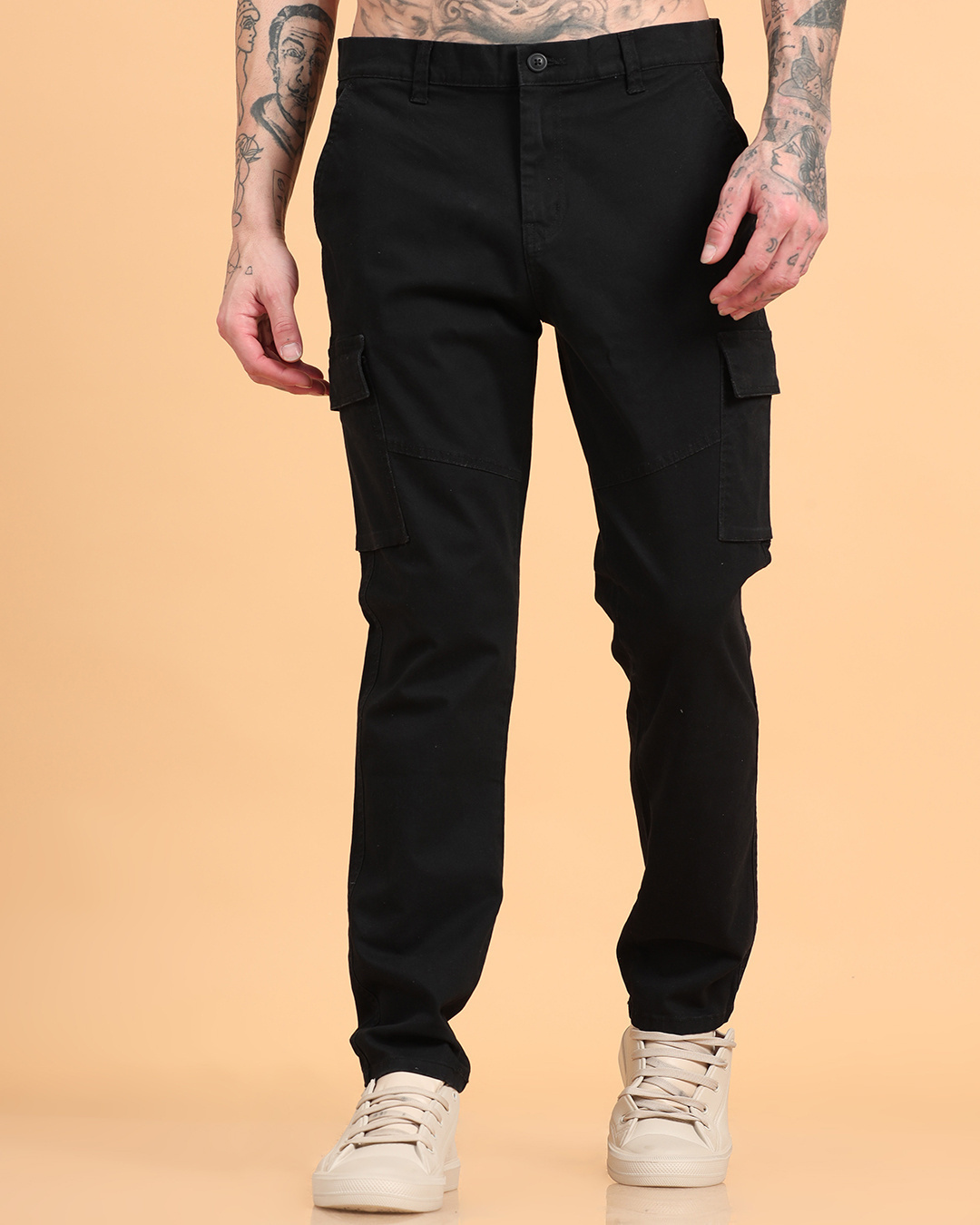 Shop Men's Black Cargo Pants-Back