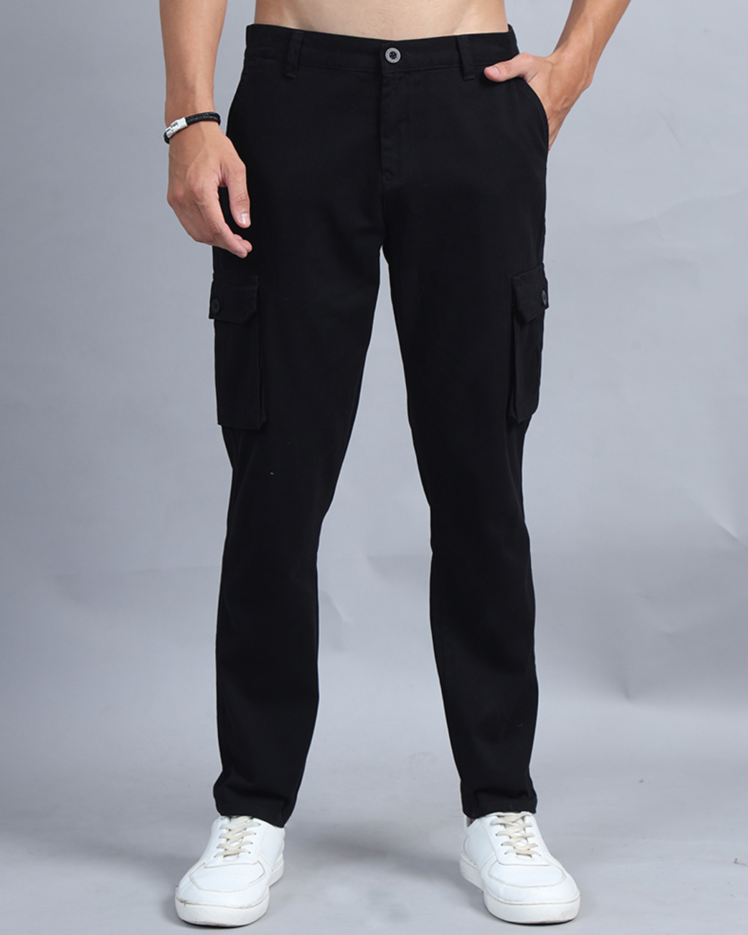 Shop Men's Black Cargo Pants-Back