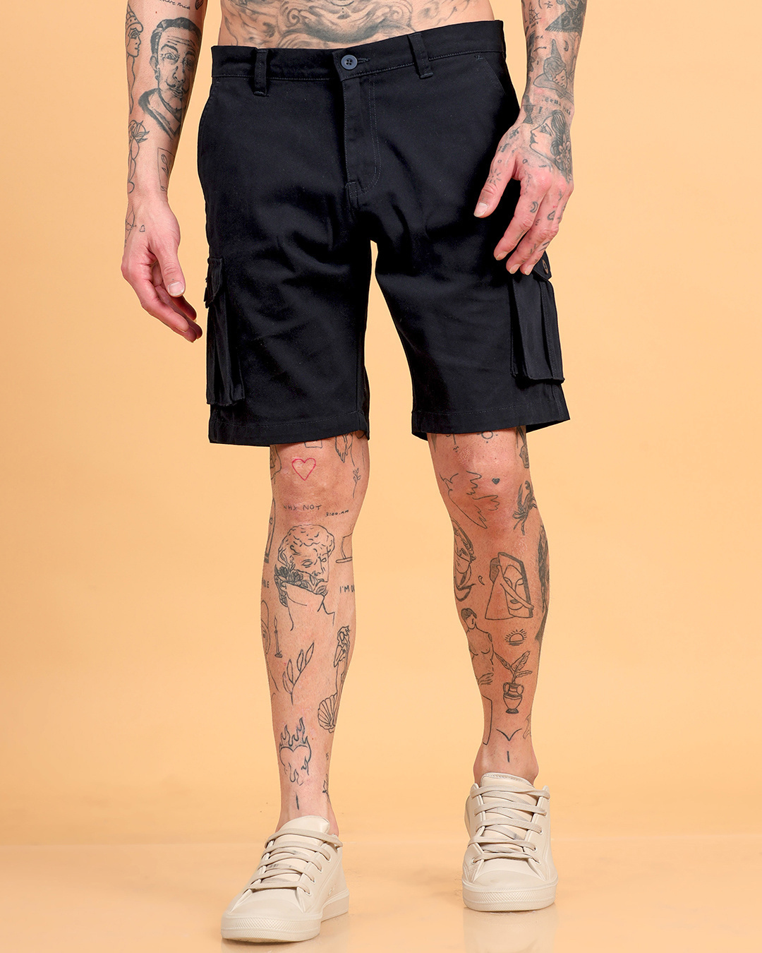 Shop Men's Black Cargo Shorts-Back