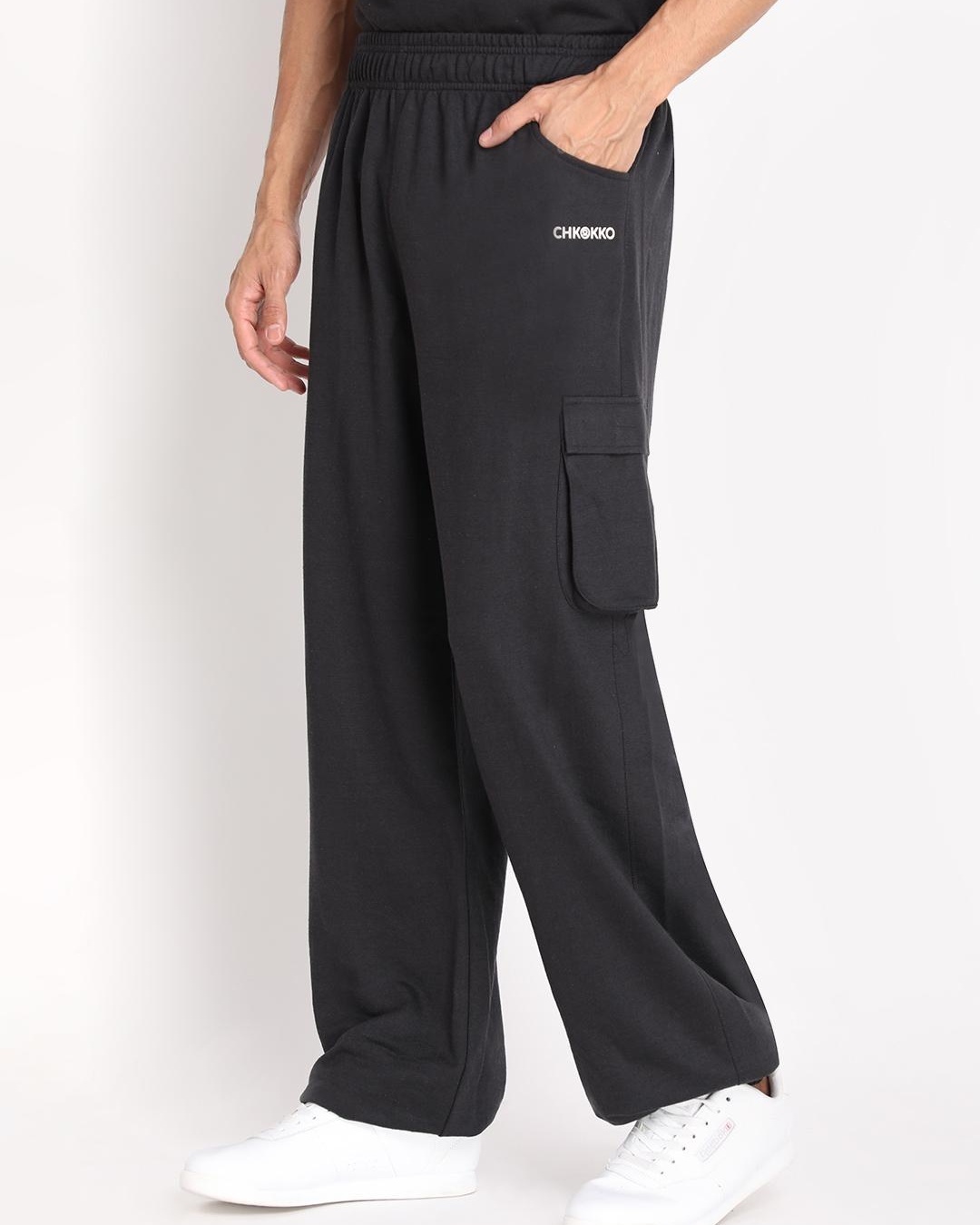 Buy Men's Black Cargo Track Pants Online at Bewakoof