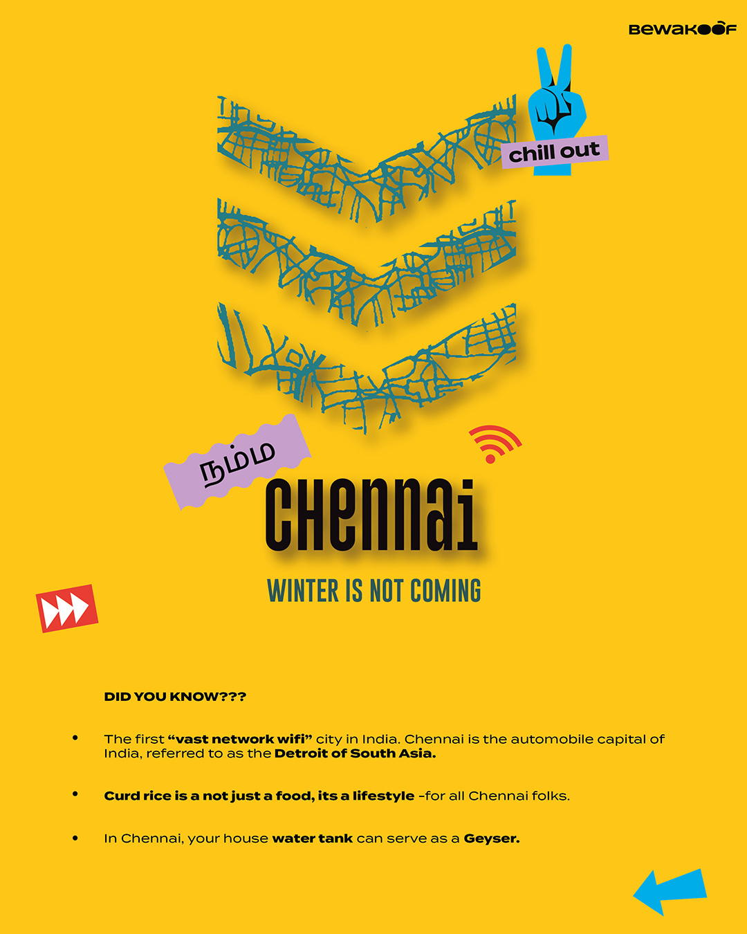 Shop Men's Black Chennai City Typography T-shirt-Back