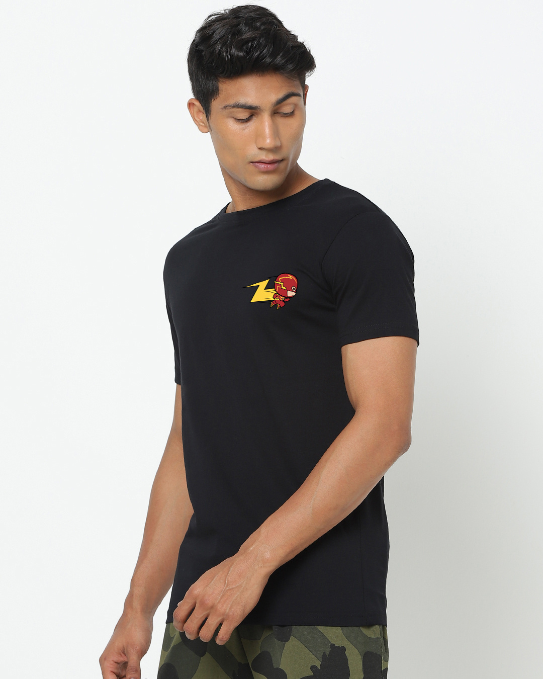 Shop Men's Black Chibi Flash Graphic Printed T-shirt-Back