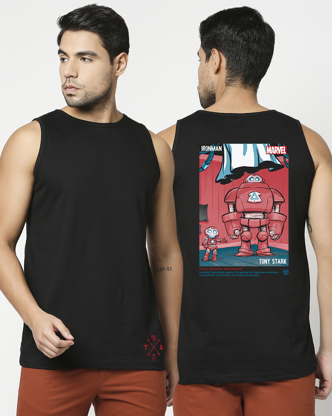 Buy Men's Black Chibi Iron Graphic Printed Vest Online at Bewakoof