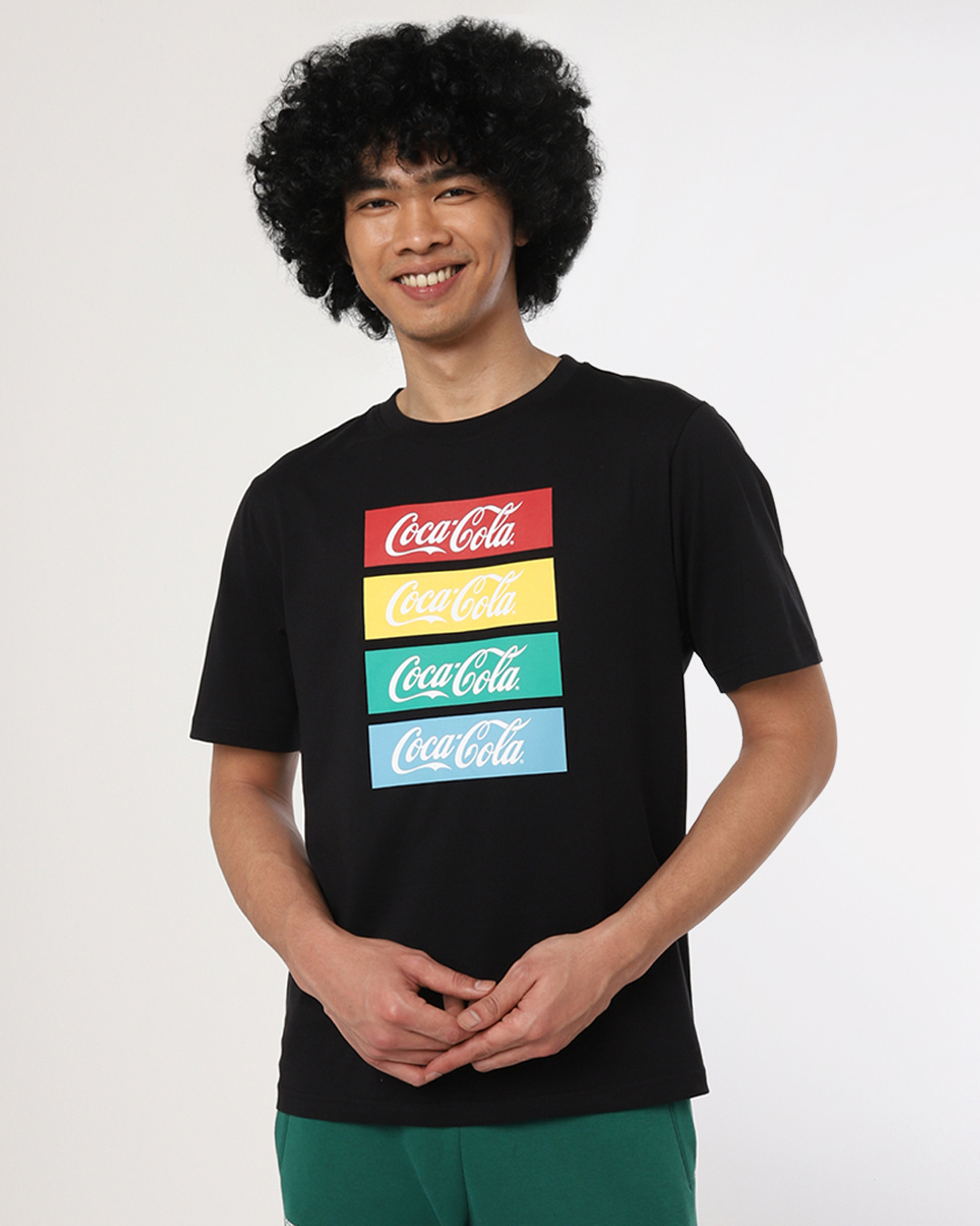 Shop Men's Black Coca Cola Oversized T-shirt-Back