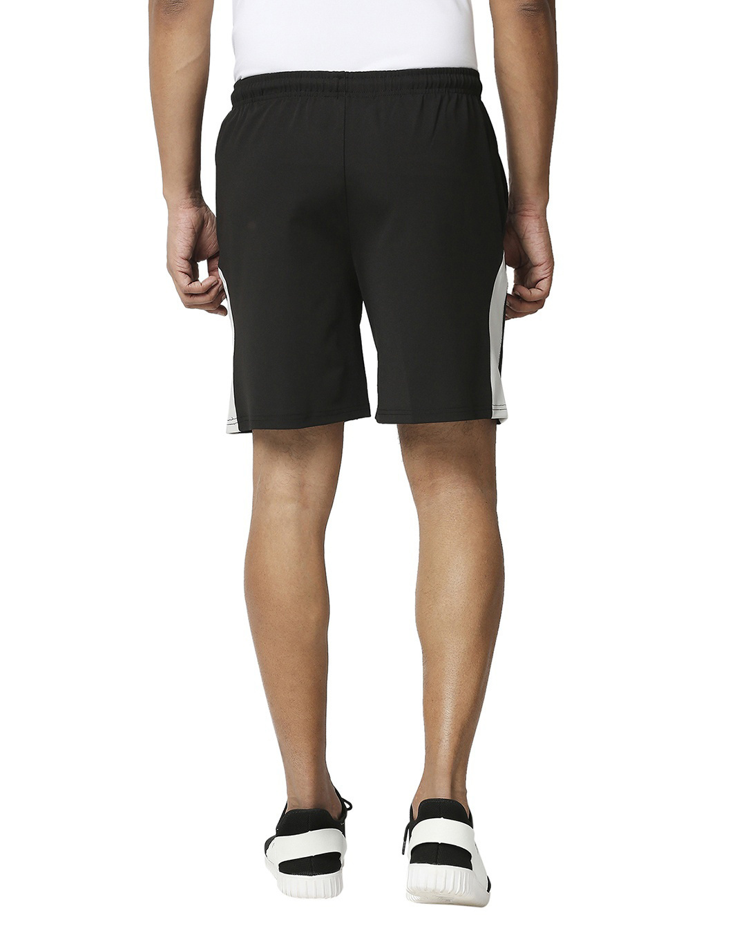 Shop Men's Black Color Block Casual Shorts-Back