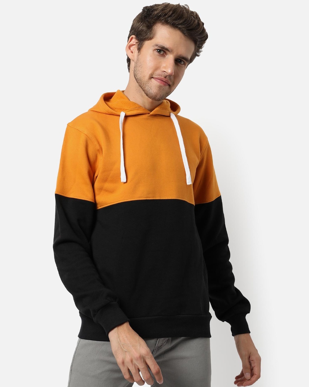 Buy Men's Black Color Block Hooded Sweatshirt for Men Black Online at ...
